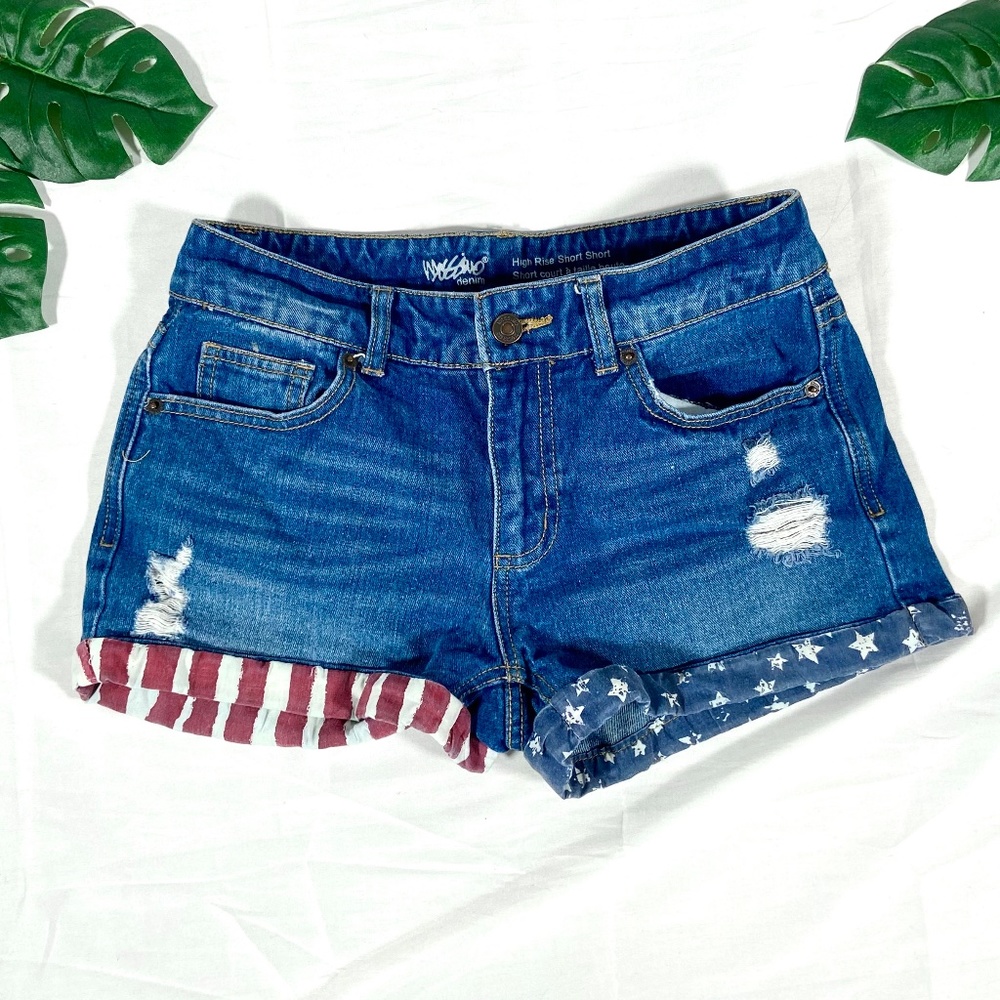 Mossimo Women's Patriotic American Flag Denim Shorts